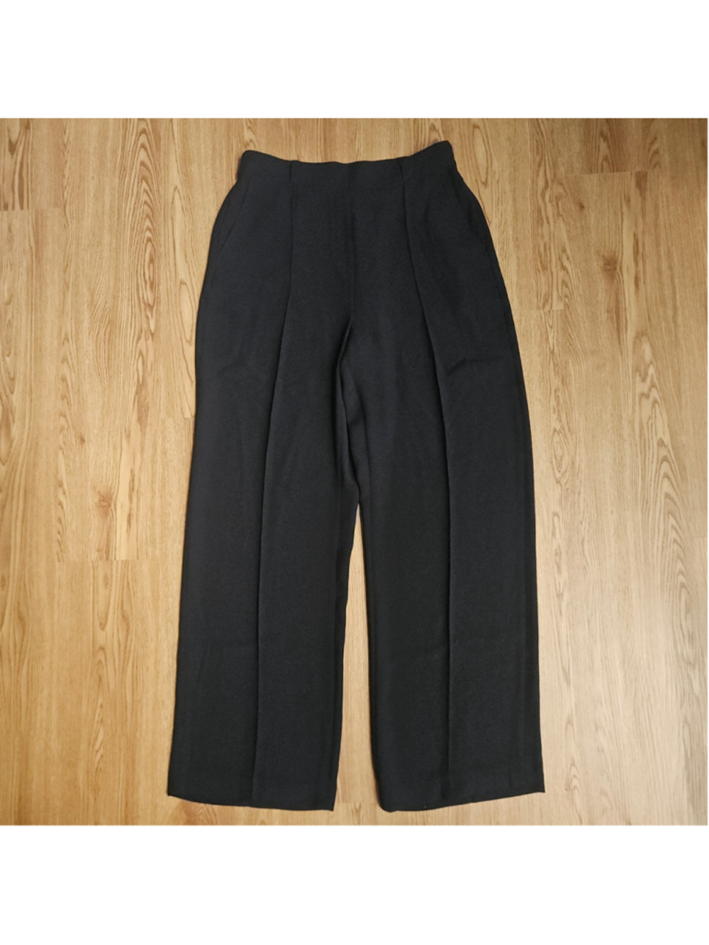 Spanx Carefree Crepe Straight Wide Leg Pull On Trousers Black Work Business L